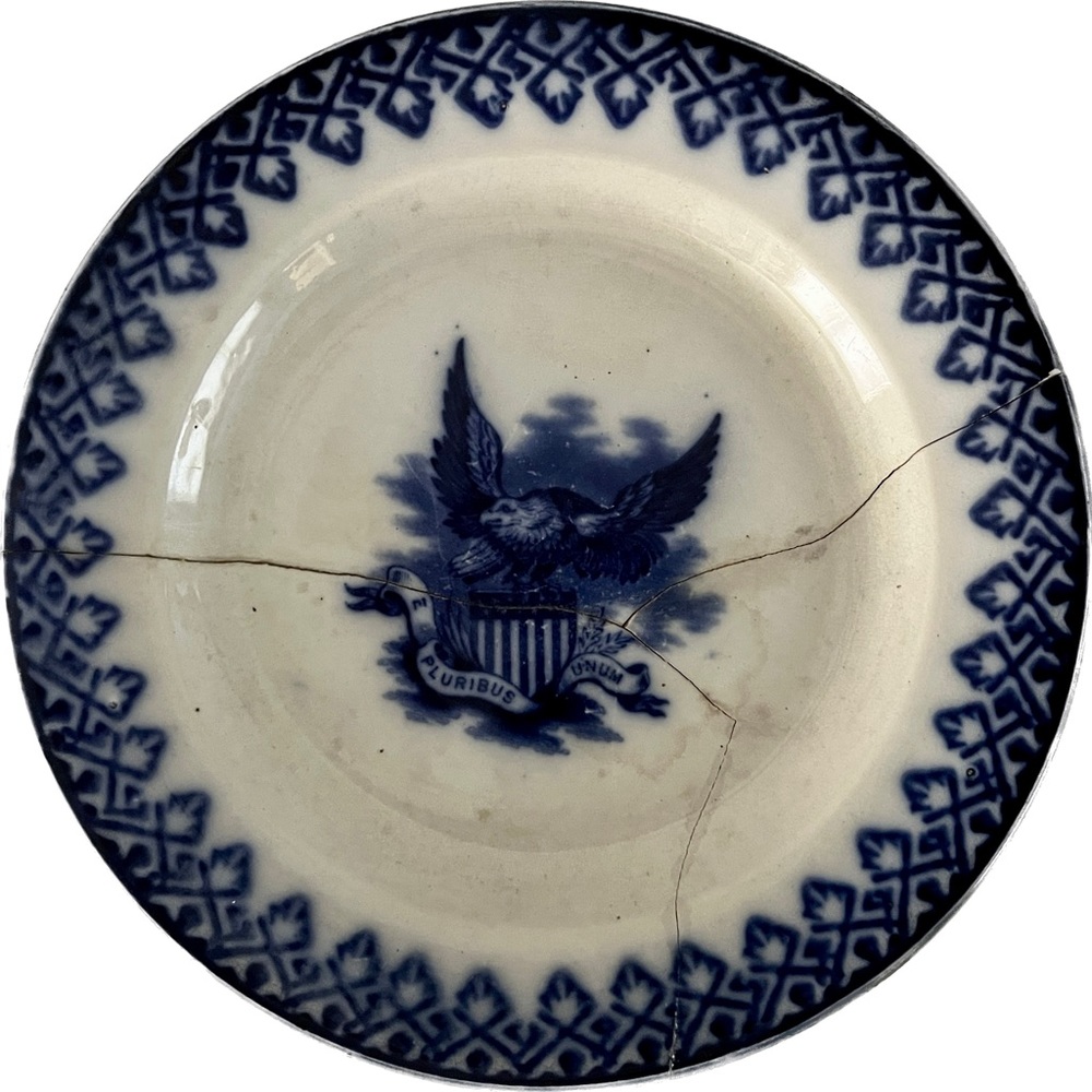 Antique Staffordshire blue and white plate